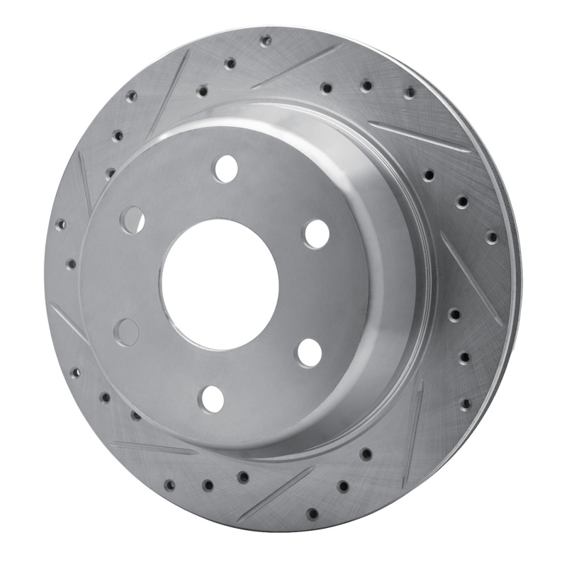 Cadillac Escalade Brake Rotor (1) - Rear Left - R1 Concepts - Drilled & Slotted - Silver - `00-`14